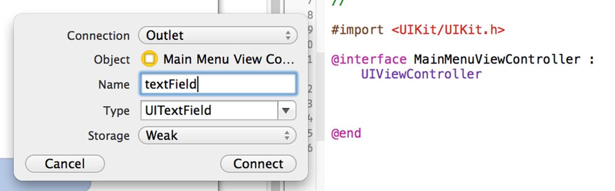Creating an outlet for the text field.