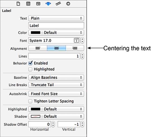 Centering the label text