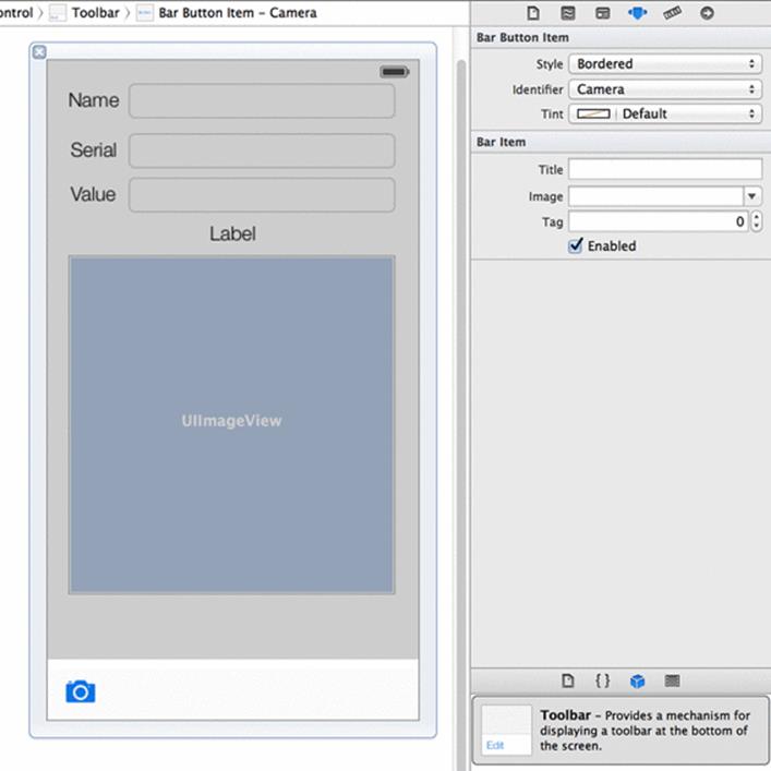 UIToolbar with bar button item