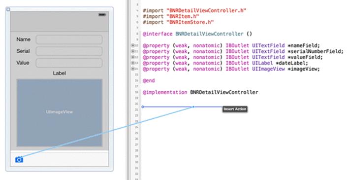 Creating and connecting an action method from a XIB