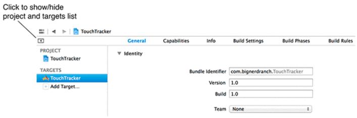 TouchTracker project and targets list