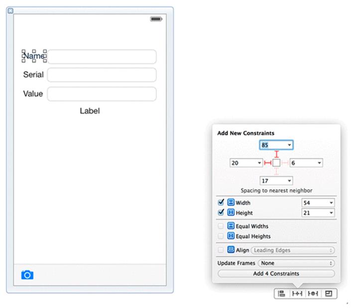 Example constraints for the Name label