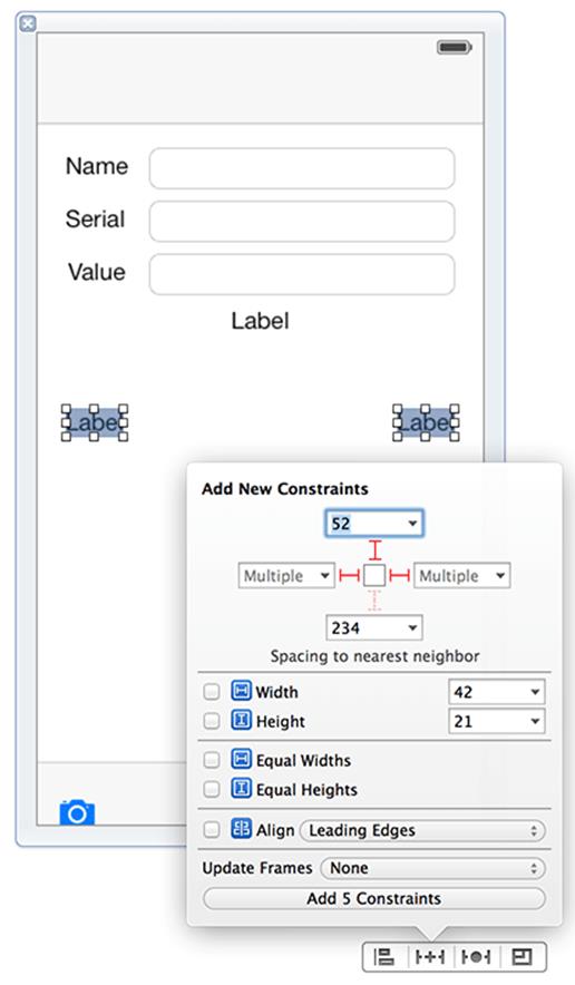 Adding constraints to multiple views at once