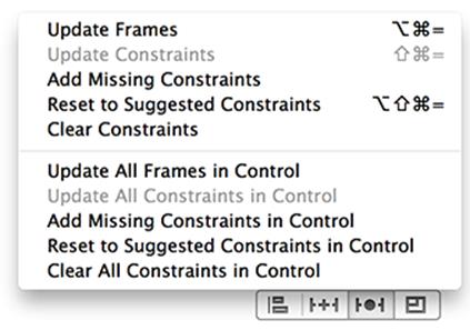 Resolve Auto Layout Issues menu