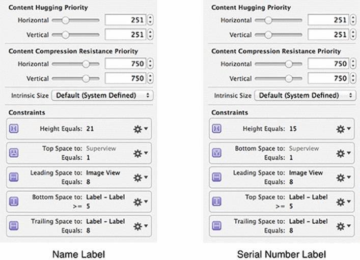 Name and serial number label constraints