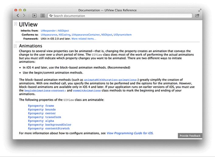 UIView animation documentation