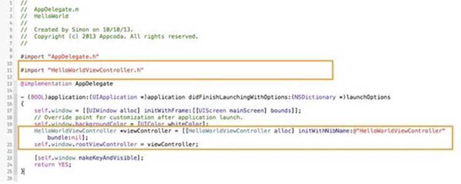 HelloWorld AppDelegate Code