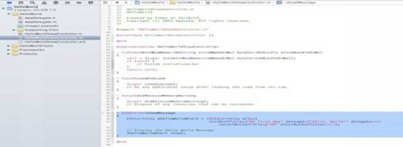 Source Code of HelloWorldViewController After Editing