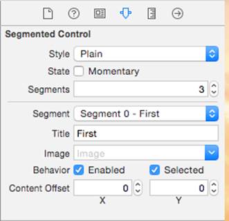 Attributes Inspector for Segmented Control
