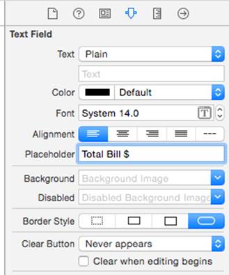 Text Field Attributes Inspector
