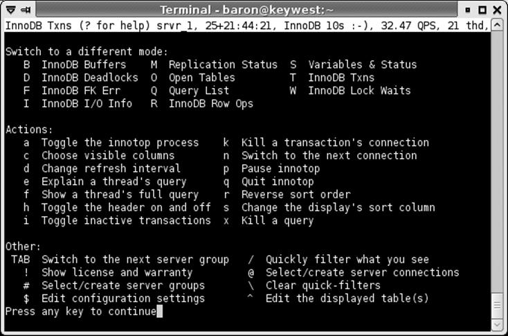 innotop help screen