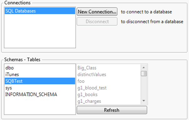 Select the Database Schema