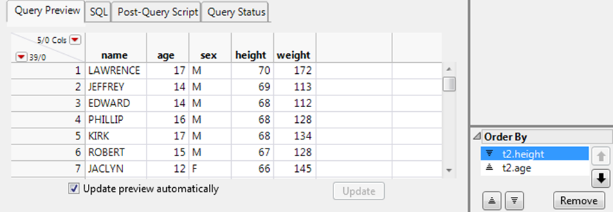 Result of Reordering Columns