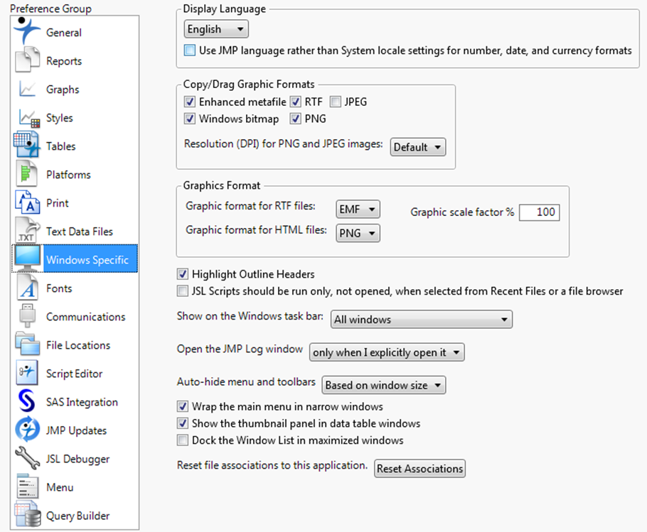 Windows Specific Preferences