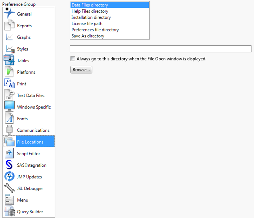 File Locations Preferences