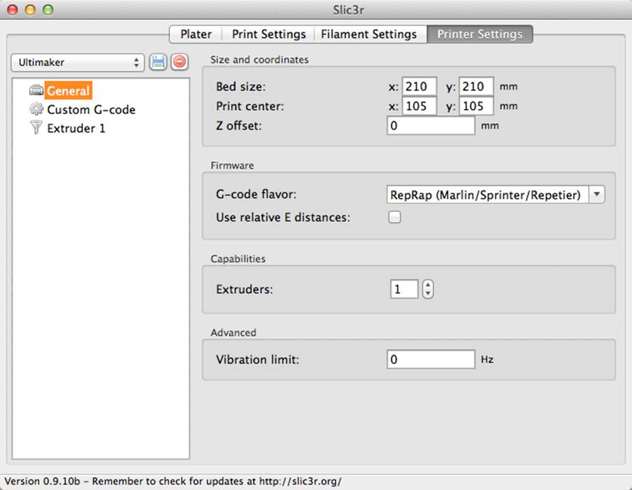Printer settings
