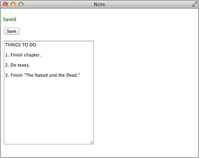 Our Note app after saving