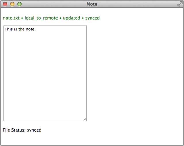 The Note app after local-to-remote sync