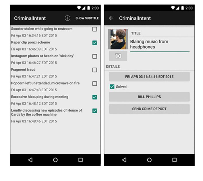 CriminalIntent, a list-detail app