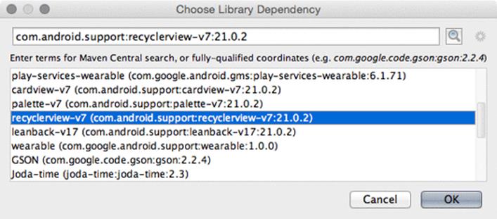 Adding the RecyclerView dependency