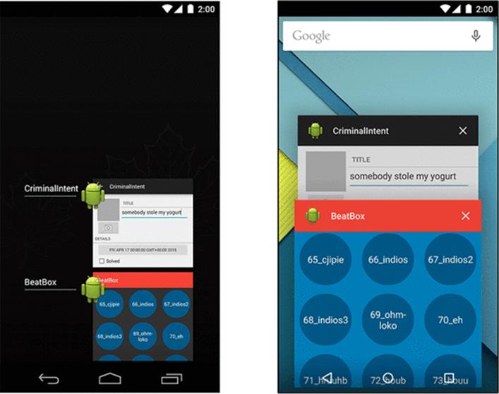 Overview screen versions