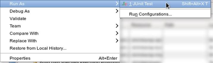 RunAs > JUnit
