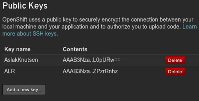 OpenShift Public Keys