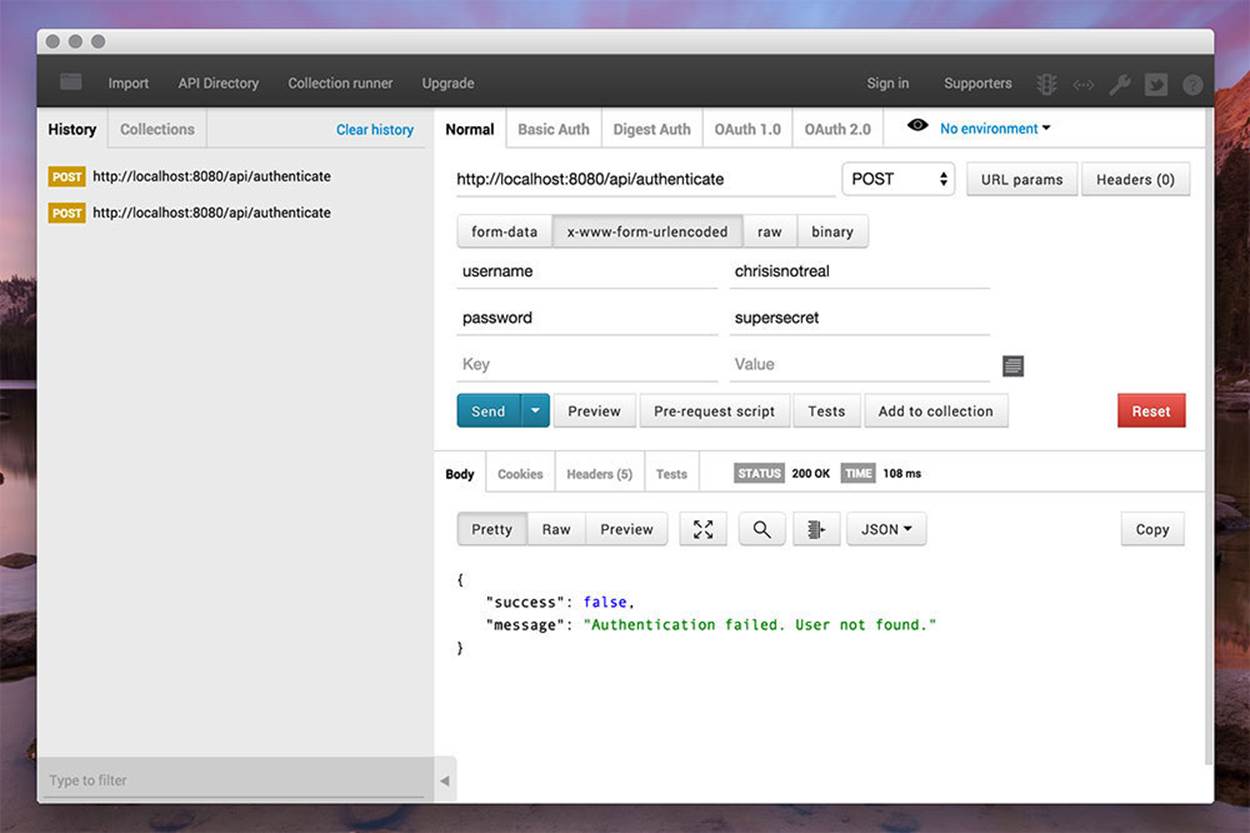 Authenticate Wrong Username