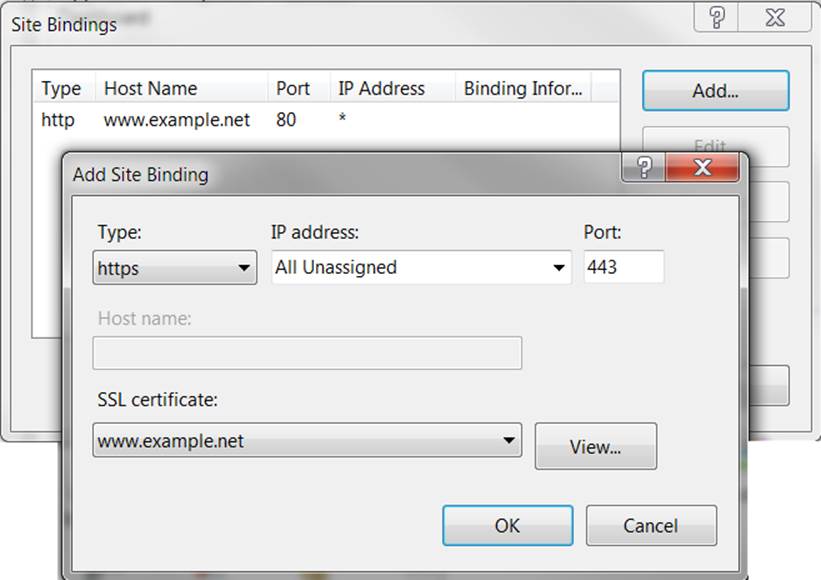 Adding an HTTPS binding to a site
