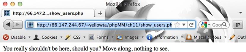 Now if a user tries the ever-so-clever Cancel-without-signing-in trick, your script handles the situation. Then again, this code is pretty crude, and doesn&rsquo;t exactly live up to your application&rsquo;s standard in user-friendly views and web pages. You&rsquo;ll be able to improve the script, in the next chapter.
