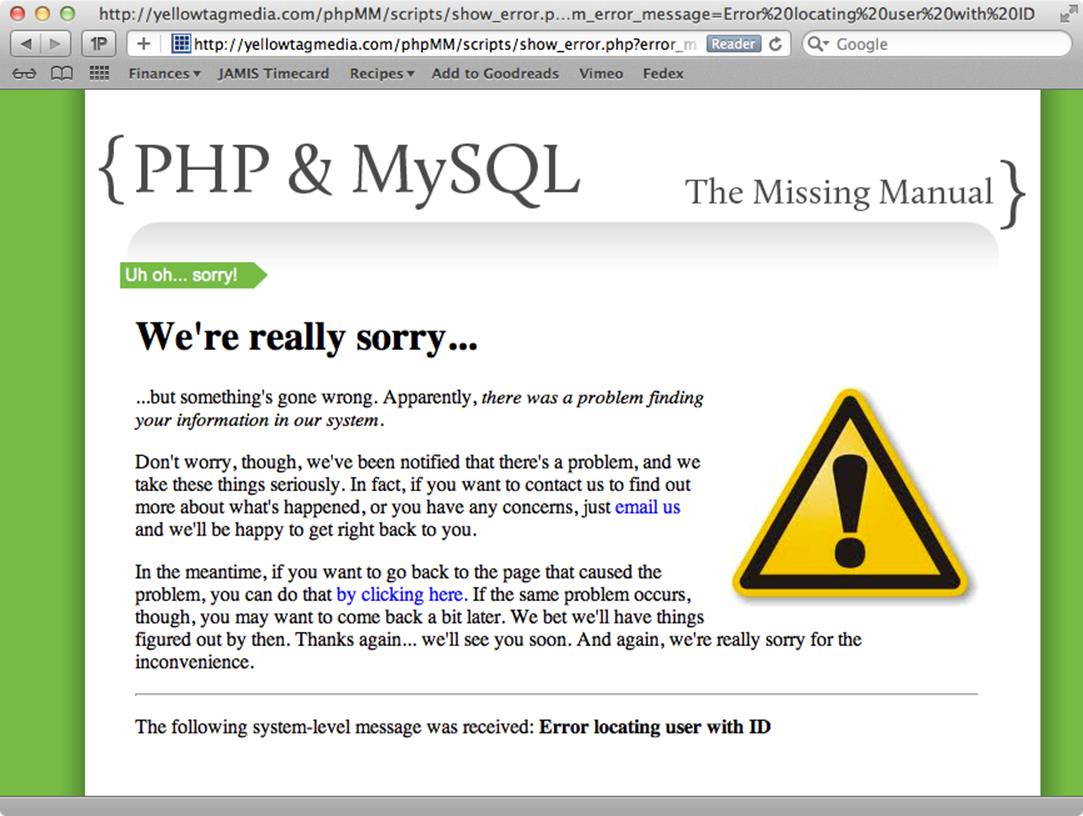You&rsquo;ve seen this a few times, haven&rsquo;t you? What&rsquo;s going on in this particular case? For some reason, the code that looks up the user&rsquo;s ID isn&rsquo;t working, and kicking the user out with this error about their information not being found.
