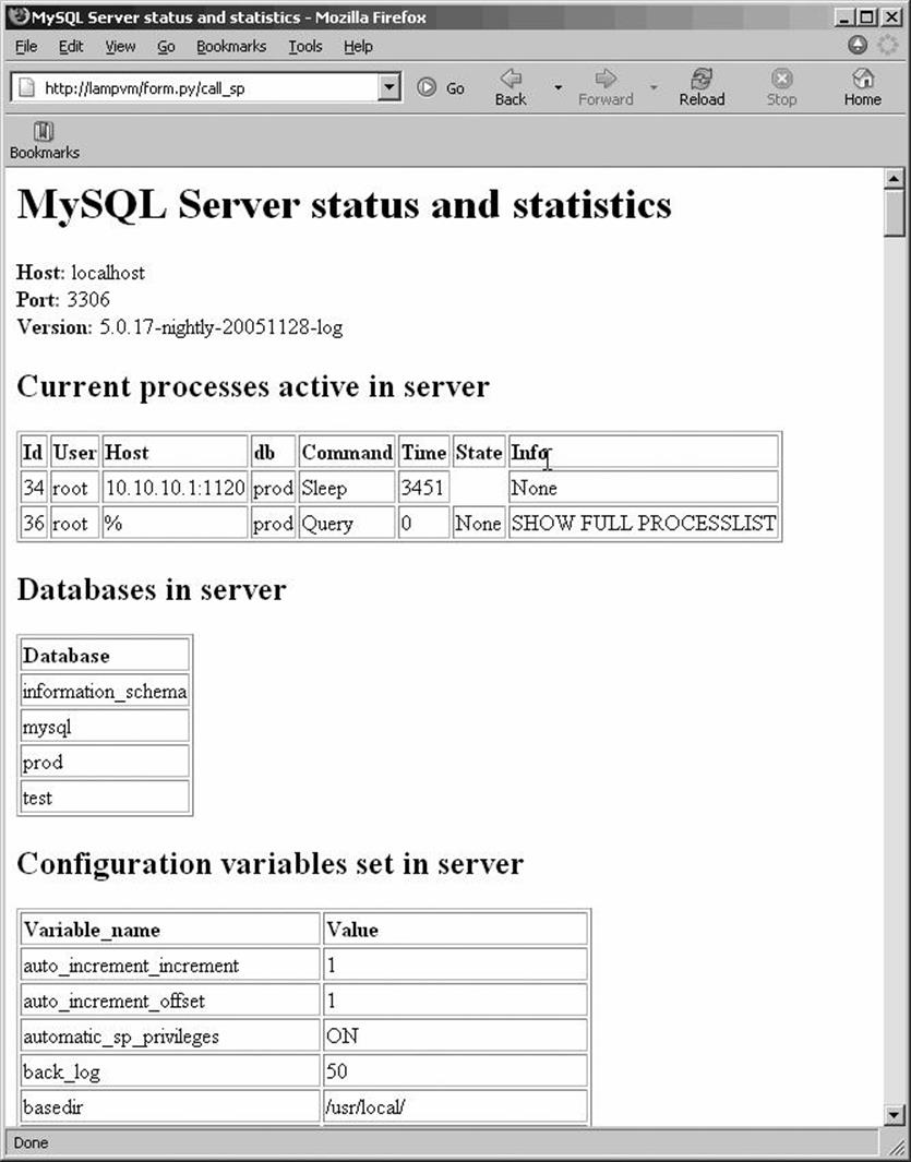 Output from our mod_python example