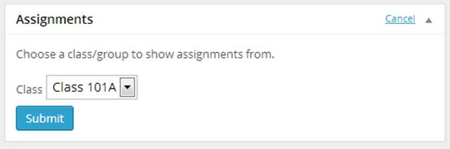 The configuration view of our assignments widget
