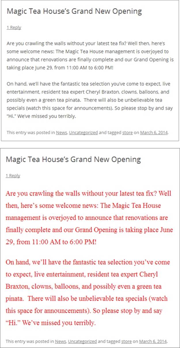 Top: The ordinary face of Twenty Twelve.Bottom: This revamped post, with its large red-lettered text, doesn&rsquo;t exactly look better, but it does look different.