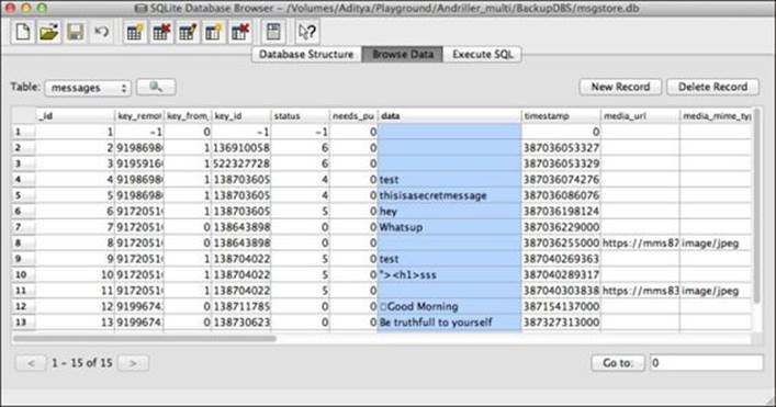 Dumping application databases manually