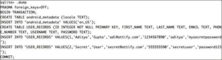Analyzing a simple application using SQLite
