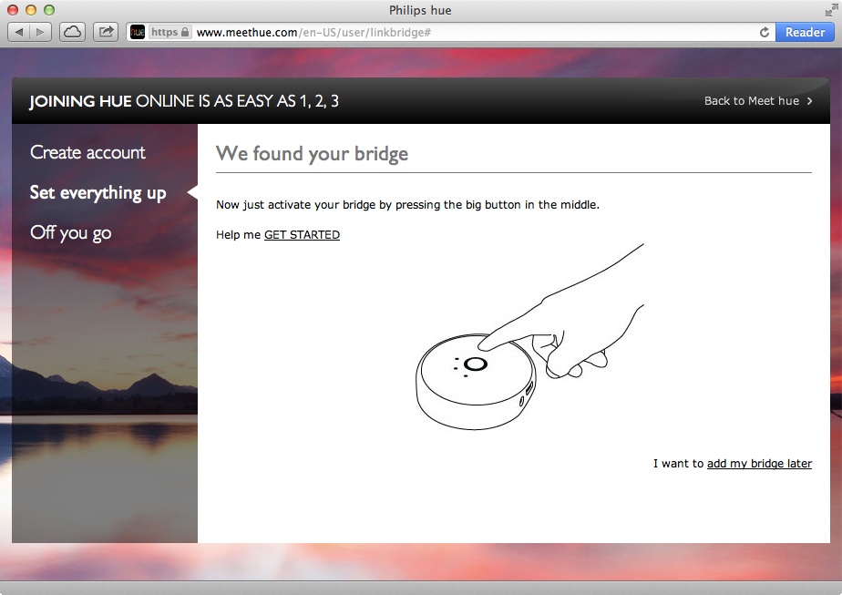 Associating the bridge with the website