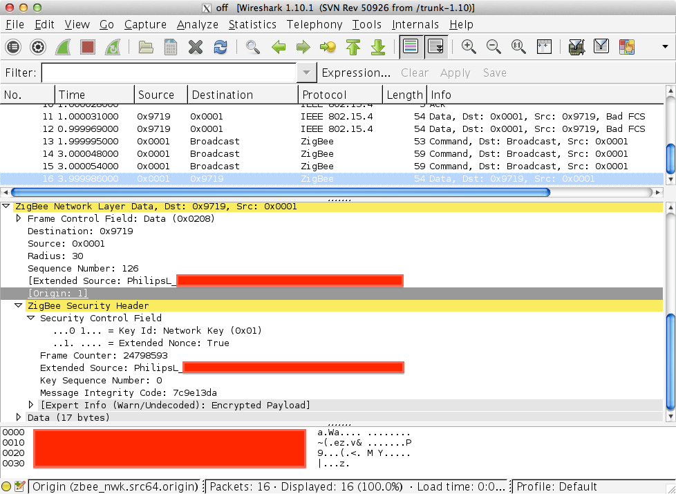 Wireshark capture of channel 20 traffic