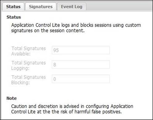 Application Control Lite Status