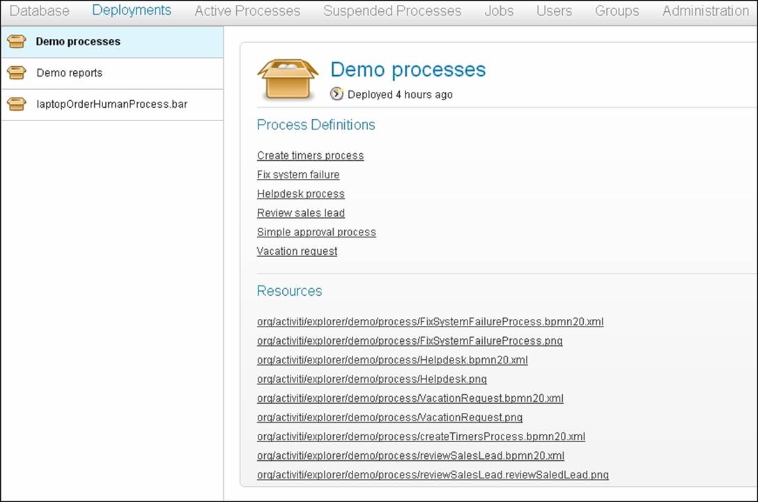 Administration using the Activiti Explorer