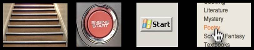 A range of physical to semantic invariant cuesAll photos and screenshots by author.