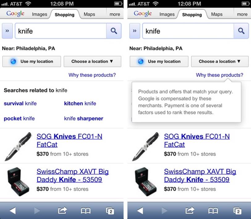 When in the Shopping tab, search results are driven by different rules, which you can see by clicking the “Why these products?” link