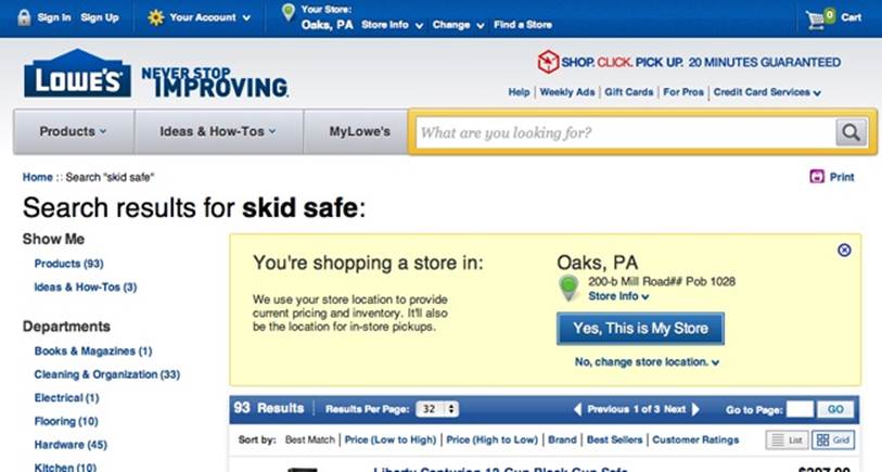 Lowes goes to some trouble to explain the complexity and avoid costly confusion about location