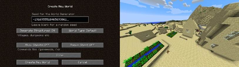 Minecraft world generation is procedural, but can be “seeded” to create essentially the same structures from one world to the next, with slight variations in surface detail