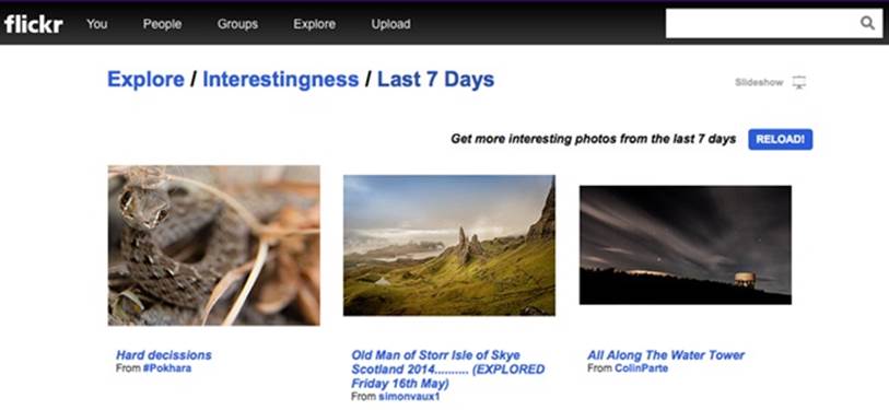Flickr’s Interestingness facet, in the current version of the platform