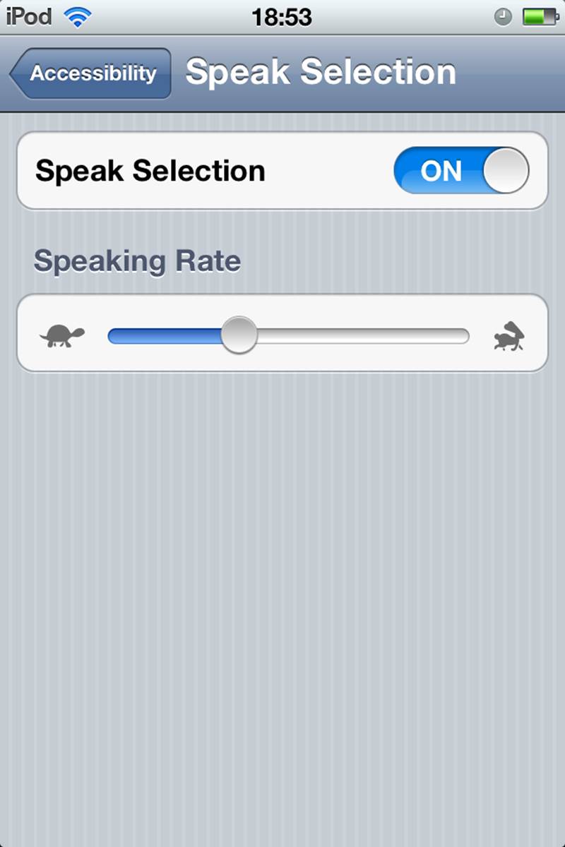 Apple’s iOS Speak Selection setting has an example of a whimsical but clear iconic label, using the fable of “The Tortoise and the Hare.” Although, in cultures where this analogy is unknown, this would certainly be puzzling. (Courtesy Victor Boaretto and Little Big Details.)