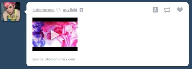 An example of a system trigger caused by another person. When someone you follow re-blogs someone you don’t on Tumblr, a follow button appears. (Courtesy Brian Jacobs and Little Big Details.)
