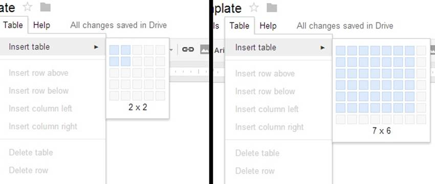 Google Drive&rsquo;s Insert Table microinteraction has an expanding hover window that lets users visually determine the size of the table. (Courtesy Kjetil Holmefjord and Little Big Details.)