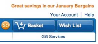Amazon puts the item counter inside the shopping cart button. (Courtesy Matthew Solle and Little Big Details.)