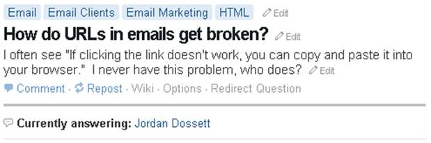 On Quora, you can see if someone is answering the question you&rsquo;re looking at. (Courtesy Allison Ko and Little Big Details.)
